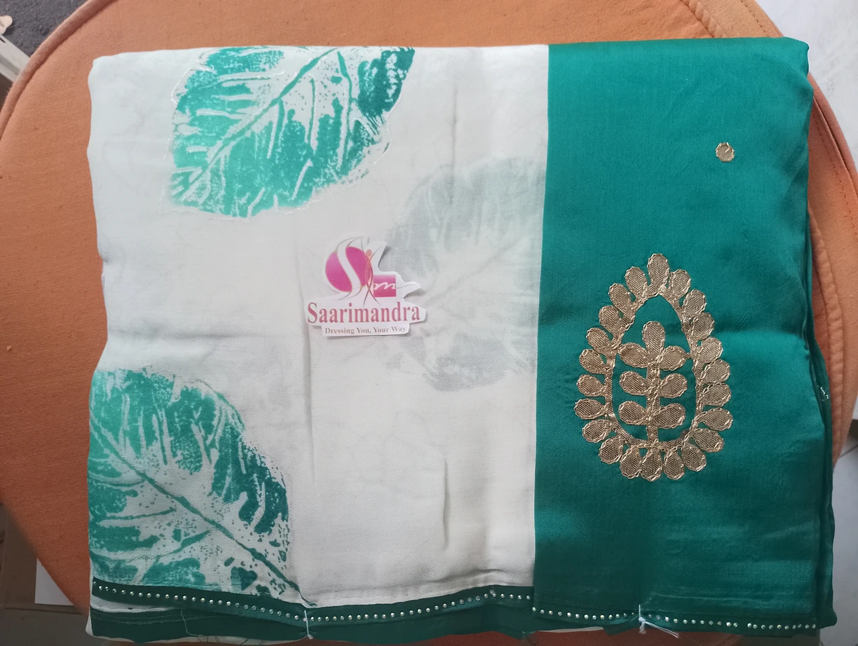 Dall Moss Printed Saree with Lace - MLTAN - DarkGreen Mix